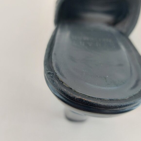 Stuart Weitzman Open Toe Black Leather Clogs - Picture 9 of 9